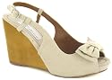 Platino "Supermodel" Ladies Canvas Slingback Wedge Sandals - Natural
