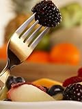 Fresh Blueberry on Fork with Salad with a Variety of Fruit in Background Stretched Canvas Poster Print, 24x32