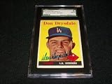 LA Dodgers Don Drysdale (d.92) Auto Signed 1958 Topps Card #25 JSA SGC SLABBED N - Signed MLB Baseball Cards