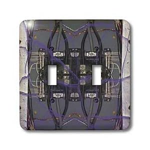 Jos Fauxtographee Abstract - Electrical Panel in Purple - Light Switch Covers - double toggle switch