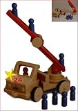 Eigenschaften NIC / nic - Holzspielzeug 1819 Feuerwehr - Grundmodell kurz + Feuerleiter + 7 Männchen blau