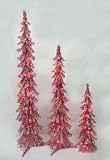 Pre-Lit Pink Alpine Tinsel Christmas Tree 3-Piece Set 2' 3' 4'