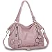 Pink Weave Pattern Belt Accent Double Handle Top Closure Soft Hobo Bowler Satchel Office Tote Shoulder Bag Handbag Purse