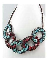 Cotton Waxed Thread Turquoise Necklace
