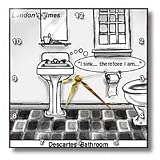 Londons Times Funny Society Cartoons - Descartes Bathroom - Wall Clocks