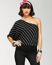 One Shoulder Stripe Tease Top