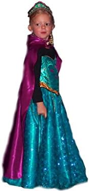 Handmade Princess Costume Little Girls' Elsa Princess Dress Frozen Disguise 4 Years Emerald Green With Fuchsia And Gold