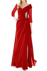 Lace Asymmetric Sheer Chiffon Mother-of-the-Bride Dress 