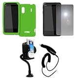 EMPIRE Neon Green Silicone Skin Case Cover + 360 Degree Rotatable Car Winds ....