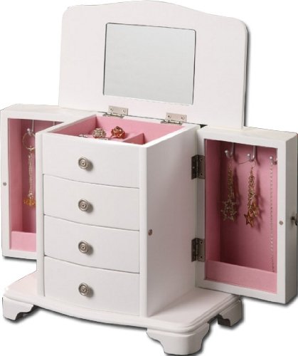 wood jewelry box kit Girls White Jewelry Box | 419 x 500