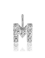 Bling Jewelry Sterling Silver CZ Pave Mini Block Alphabet Letter M Pendant
