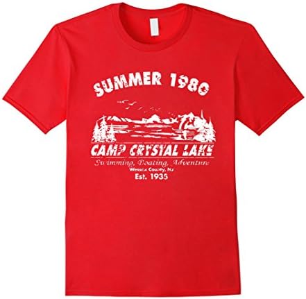 Men's Summer 1980 Camp Crystal Lake Halloween Horror T Shirt Medium Red