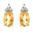 Stud Earrings With 0.85ctw Precious Stones - Genuine Diamonds and Citrines Beautifully Designed in 925 Sterling silver Length 9mm