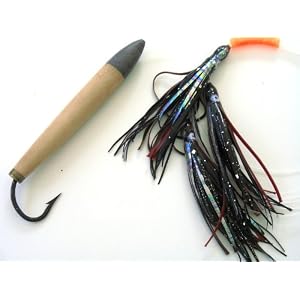 6 in Natural Cedar Plug Daisy Chain Saltwater Fishing Lure for Mahi Tuna Sails Wahoo