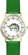 Stegosaurus Dinosaur Animal - WATCHBUDDY&reg; DELUXE TWO-TONE THEME WATCH - Arabic Numbers - Green Leather Strap-Women's Size-Small
