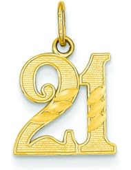 14K Yellow Gold 21 Pendant Charm Jewelry FindingKing