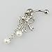 pooqdo (TM Butterfly Dangle Ball Button Barbell Bar Belly Navel Ring Body Piercing (Style 1)
