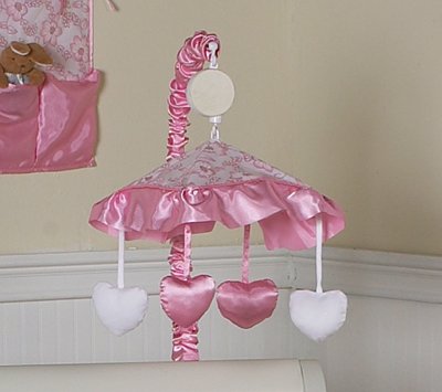 Pink Princess Satin and Lace Musical Crib Mobile Baby Bedding Accessories by JoJo Designs