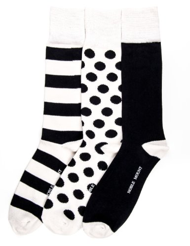 Noble Mount Mens Combed Cotton Dress Socks 3-Pack