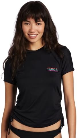 ONEILL W APPAREL Juniors  Solid Short Sleeve Rashguard Tee, Black, Small
