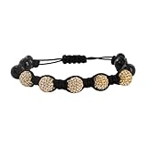 AFBS042 9mm Round Sparkling Golden Shadow Crystal Shamballa Bracelet