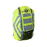 BTR High Visibility (High Viz) Waterproof Backpack Rucksack Bag Cover - 3M Scotchlite - Fluorescent Yellow - Fits Backpacks Up To 30 Litres