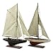 IMAX Set Of Two Antique Shore Board Sailing Vessels With Canvas Sails