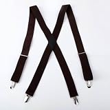 Brown Solid Nylon Hold-Up X-Back Clip genuine Leather braces Y&G Fantastic braces SP2021