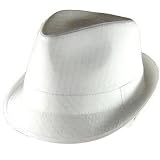 New 100% Cotton Pinstripe Stingy Fedora Trilby Hat White - Large / Extra Large