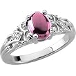 14K White Gold Cabochon Pink Tourmaline and Diamond Ring