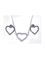 Nickel Free Sterling Silver Pendant & Earring Sets Open Heart CZ Set