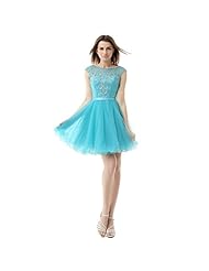 Satin/Tulle Bateau Neck Open-Back Lace  Sheer Sequined Belted Beaded Cocktail Mini Dress  With Rhinestones