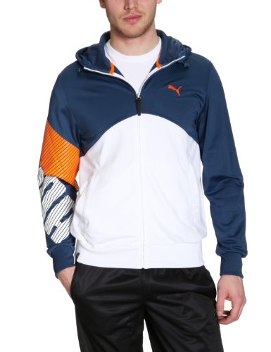 PUMA Herren Jacke Graphic Hooded Track, dark denim-vibrant orange, S, 819281 04 Preisvergleich