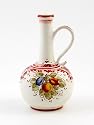 Hand Painted Italian Ceramic 8-inch Round Oil Bottle with handle Frutta Rosso - Handmade in Montelupo, Tuscany