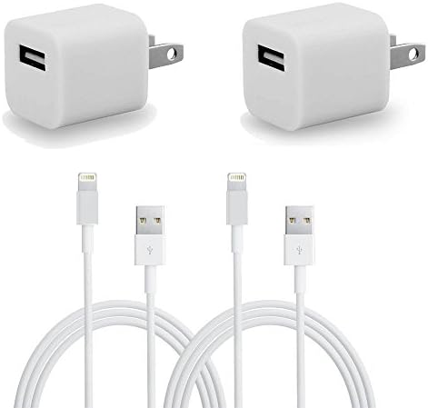iPowerdirect® 2X 1Amp AC Wall Charger+2X 3ft Certified OEM Design Replacement 8 Pin To USB Cable Sync Data Transfer Charger Cord For iPhone 6 6s Plus iPhone 5s 5c 5 iPad Mini 1 2 3 iPod Touch 5 Nano 7