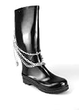 Draped Chain Rain Boot 8 BLACK