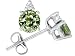 2.56 cttw Created 7mm. Green Sapphire and Diamond Earring Studs - 14kt White Gold