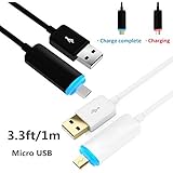 Micro USB Cable, Smilism [2 Pack] 3.3ft High Speed smart led cable USB 2.0 Charging Sync Data Cable For Android, Samsung, HTC, Nokia, Sony, LG and Other Tablet Smartphone (Black/White)