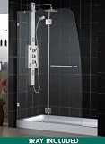 DreamLine Aqualux Shower Door And Amazon Tray Combo SHTRDR-30601-33-BN. 30'' x 60'' x 72'', Left-Hand Drain, Clear Glass, Brushed Nickel