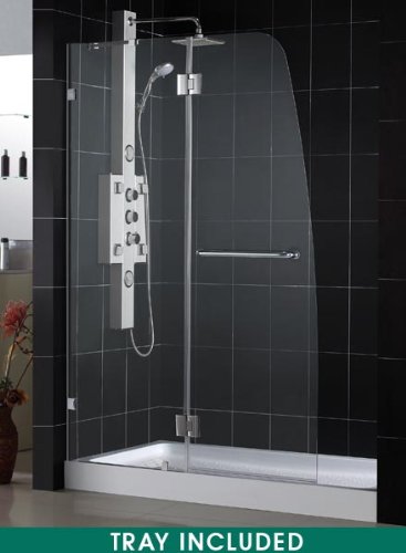 DreamLine Aqualux Shower Door And Amazon Tray Combo SHTRDR-30601-33-BN. 30'' x 60'' x 72'', Left-Hand Drain, Clear Glass, Brushed Nickel