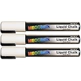 NeoChalk Liquid Chalk Marker Chisel Tip - White - Set of 3 Markers