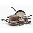 Paula Deen 21458 Dishwasher Safe Cookware Set Brown with Copper Accents, 11-Piece