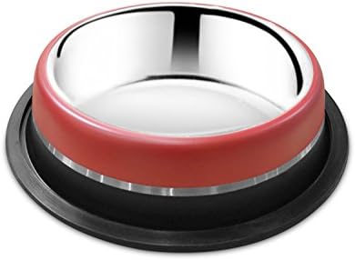 HMSTEELS Dog Feeding Bowl 7 Oz Outside Double Color with Strip-Set of 2