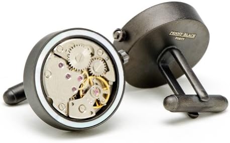 Matte Black & MOP Inlaid Watch Movement Cufflinks