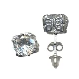 Clear 10 mm Cubic Zirconia Stud Butterfly Men's Single Earring (Only one earring, image shows both angles)