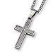 2 Piece Titanium Diamond Cross on 22 Inch Steel Curb Chain