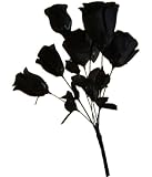 Black Roses Bunch Dead Flowers Silk Like Vampire Monster Bride Halloween Decoration Costume Accessory