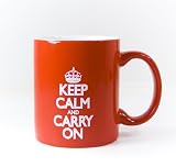 Keep Calm and Carry On Red Porcelain Mug 12 oz Drinkware for Coffee Cups, Teacups, Chocolate Cups, After-Dinner Coffee Cups