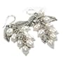 Beautiful Genuine Freshwater White Pearl Cluster Earrings with Leaf and Flower Charms on 925 Sterling Silver Hooks Comes Gift Boxed