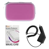 GTMax Black Rapid Car Charger + Premium Hot Pink Pouch Carrying Case + Durable Clear LCD Screen Protector for Garmin nuvi 265WT, nuvi 260W, nuvi 255W, nuvi 250W, nuvi 205W, nuvi 200W TomTom GO 920, 720, 930 630 730 GPS